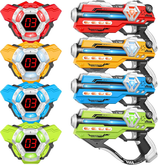 Laser Tag Guns Set of 4 Laser Tag Guns with Digital LED Score Display Vests,Gifts for Teens and Adults Boys & Girls,Adults and Family Fun,Gift for Kids Ages 8 9 10 11 12+Year Old Boy