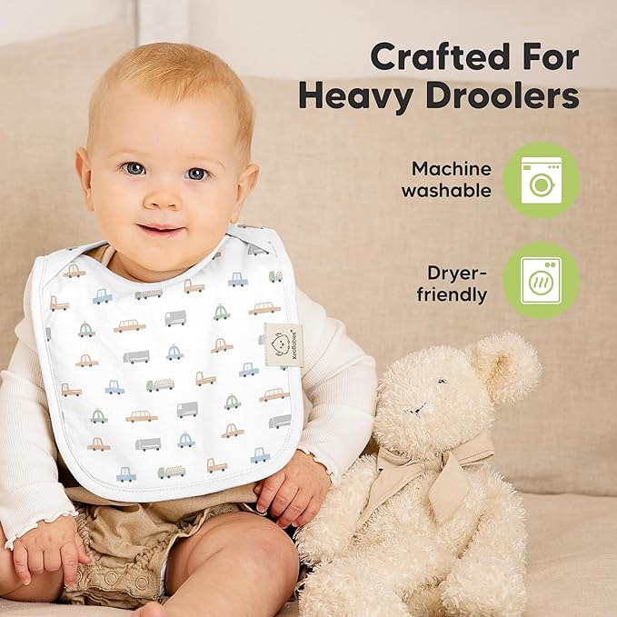 8-Pack Baby Bibs for Boys, Girls - Pullover Bibs for Drooling Teething Baby Girl & Boy Toddler, Newborn, Soft & Absorbent, Cute Colors, Large Torso Coverage Keep Infant Clean & Dry (Vessels)