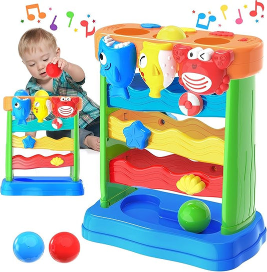 Toys for 1 2 Years Old, Interactive Feeding Toy with Music, Montessori Toys for Boy Girl, Musical Cause and Effect Game for 12-18 Months, Christmas Birthday Gifts for Baby Toddlers Age 1-2
