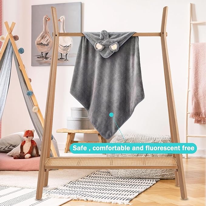 2 Pcs Baby Hooded Towels,31 x 31 in Baby Washcloths, Infant Super Soft Baby Bath Towels with Hood for Toddlers1-3,Highly Absorbent Viscose Hooded Towel for Boys, Girls, Newborn Essentials