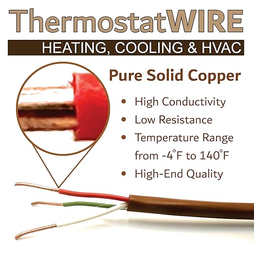 18/3 500Ft. NATIONAL Wire&Cable Thermostat Doorbell HVAC Heating Control Professional Cable Wire - Made in USA - 100% Solid Copper Conductors, CL2 ETL Listed, Low Voltage Applications Use