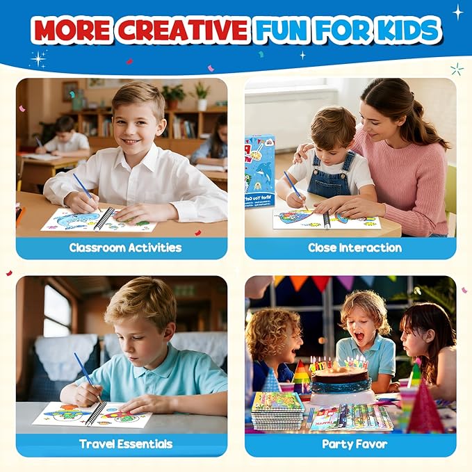 ZMLM 24 Water Coloring Books for Kids Party Favors - Bulk Mini Coloring Books for Kids Ages 4-8,Small Birthday Goodie Bag Stuffers School Teacher Return Gift Art Crafts Classroom Prizes (Boy)