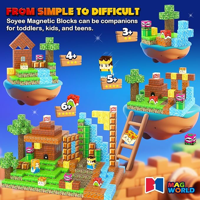 Magnetic Blocks 100PCS Magnetic Building Blocks Cubes Kids Boys Girls Toys for Ages 3-5 5-7 8-10 STEM Sensory Learning Building Magnet Toys 3-12 Year Old Girls Boys Birthday Gift