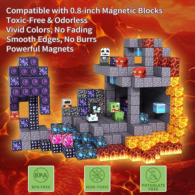 200PCS Magnetic Building Blocks for Kids, STEM Educational Magnet Stacking Toys for Age 3-5 4-8 8-12, Sensory Play Montessori Toys for Boys and Girls, Creative Construction Gift Ideas for Children