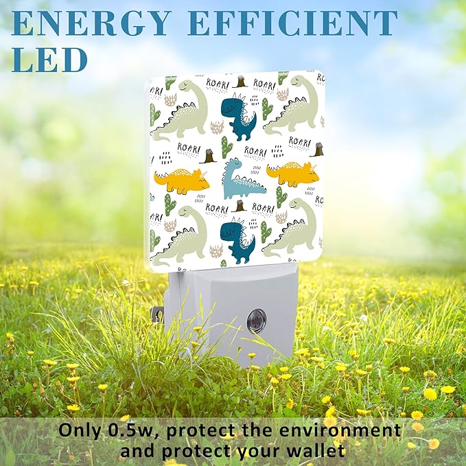 Night Light for Kids Girls Boys, Childish Cute Dinosaur LED Night Light Plug into Wall with Dusk to Dawn Sensor for Room Decor, Hallway, Kitchen, Bathroom, Nursery, Stairs