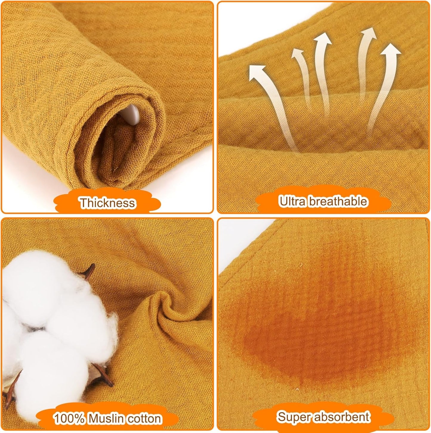 Accmor 10 Pack Muslin Baby Bibs 100% Cotton Bandana Drool Bibs for Baby Girls BoysTeething and Drooling