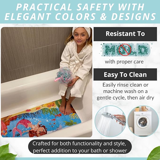 Mermaid Bath Mat - Bath Grips for Tub Kids - Anti Slip Bath Mat for Kids - Bath Mat for Baby - Bath Mat for Toddler - Tub Mat for Baby - Bathtub Safety for Toddlers - Bathtub Mat Kids (Bath Mermaid)