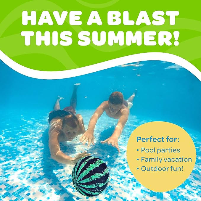Watermelon Ball – Cool Underwater Pool Toy for Teen Boys, Girls, Men & Women. Great Gifts for Swimming, Diving & Backyard Games. Best for Birthday Presents, Spring Vacation & Summer Family Fun.