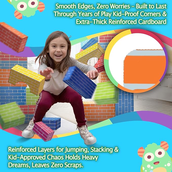 Cardboard Building Blocks for Kids 48pcs: Jumbo Gifts Heavy Duty Develop Creative Thinking Spatial Reasoning Easy to Assemble