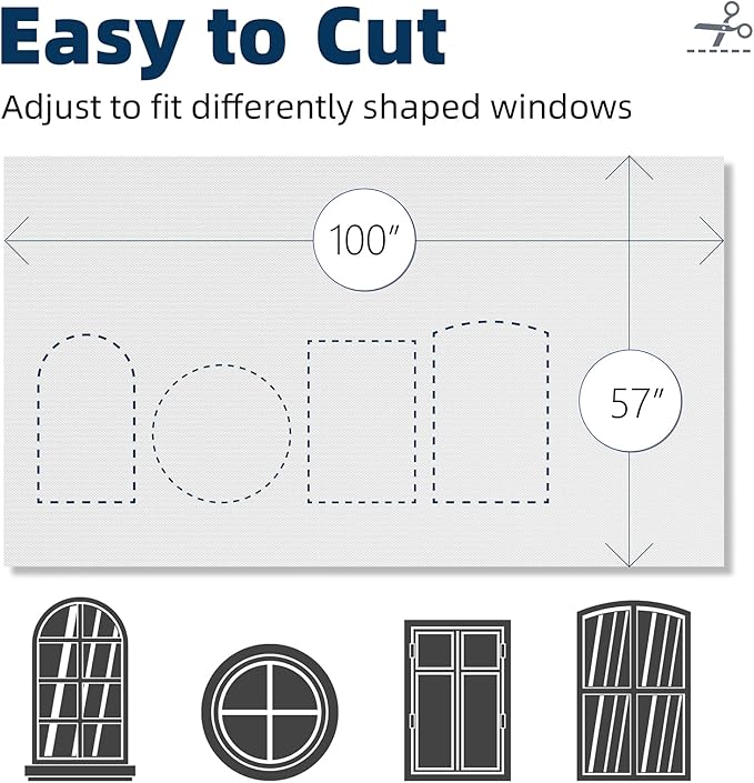 NIGHTON Portable Blackout Curtains 100"×57" Strong Hook and Loop Tape Strips with Adhesive,Blackout Shades That can be Cut,100% Blackout Material Window Blinds for Baby Nursery or Travel Use-White V4