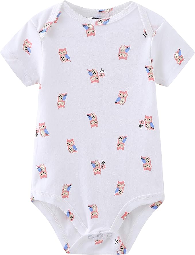 Kiddiezoom Newborn Baby Unisex Cotton One-Piece Bodysuits Baby Gift 5-Pack Baby Clothes