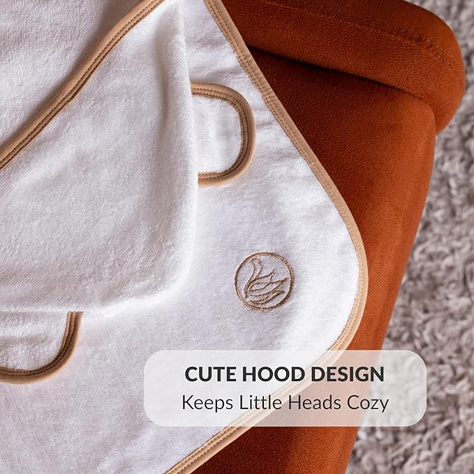 Premium Hooded Baby Towel - Super Soft & Absorbent, 100% Rayon from Bamboo, 35x35 in, Perfect for Newborn, Baby, Toddler, Infant, Bath