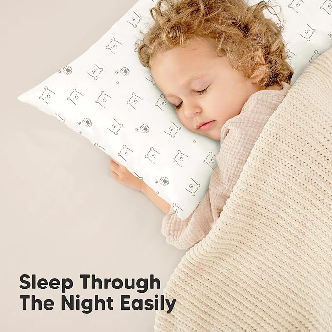 KeaBabies 2-Pack Toddler Pillow 13x18 - Soft Organic Cotton Kids Travel Bed Pillows for Sleeping, School, Nap, Machine Washable, Toddlers 2 to 5, Pillowcase Sold Separately (Bumble Bear)