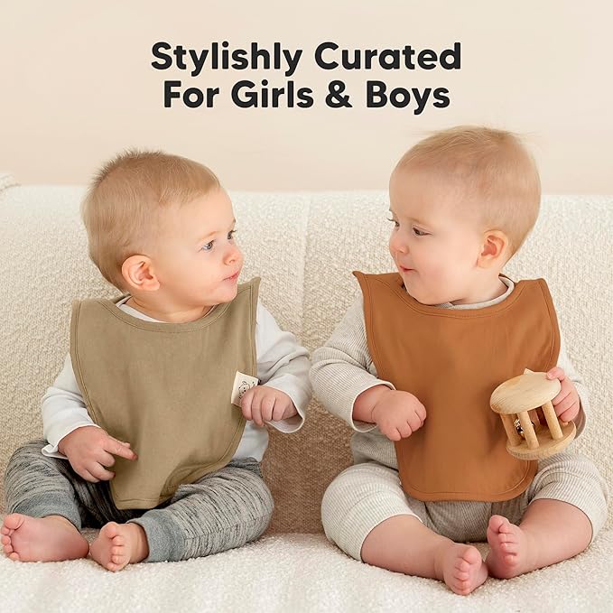 8-Pack Baby Bibs for Boys, Girls - Pullover Bibs for Drooling Teething Baby Girl & Boy Toddler, Newborn, Soft & Absorbent, Cute Colors, Large Torso Coverage Keep Infant Clean & Dry(Terracotta)