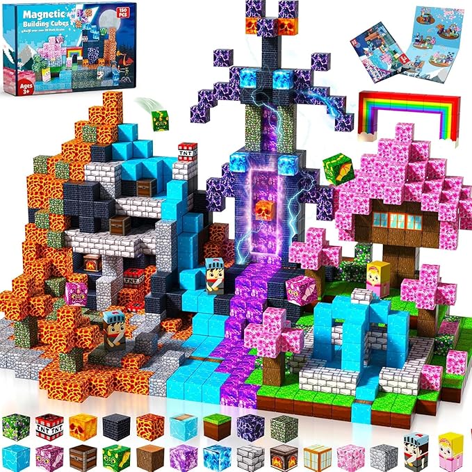 Magnetic Blocks - 150 PCS Build Dark Swordsman's Forest Castle - Magnetic Toys for Montessori Toddler Christmas Birthday Gifts - STEM Sensory Toys for 3 4 5 6 7 8 9 10 Year Old Boys & Girls