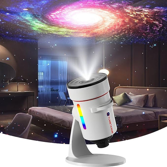 Star Projector,Galaxy Projector Upgraded Clear Lens, 10 Realistic Planetarium Projector Slides Night Lights LED 8 Color for Bedroom, 360° Rotation, 1/2h Timer Function Ultra-Wide Ceiling Projector