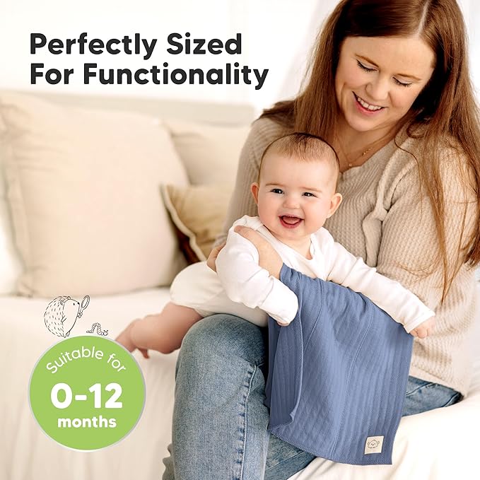 KeaBabies Organic Cotton Burp Cloths Baby Girl, Boy - 6-Pack Large Burping Clothes for Babies, Spit Up Rags, Super Soft & Absorbent Newborn Wash Towels, Gender Neutral, Non-Shrink (Stria, Boho)