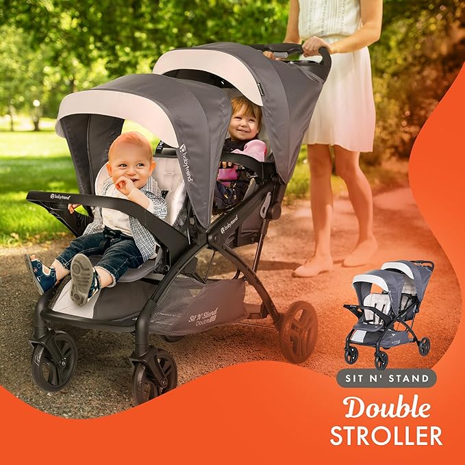 Baby Trend Sit N' Stand Tandem Double Stroller w/ 2 Pack EZ-Lift Plus Infant Car Seats, Magnolia