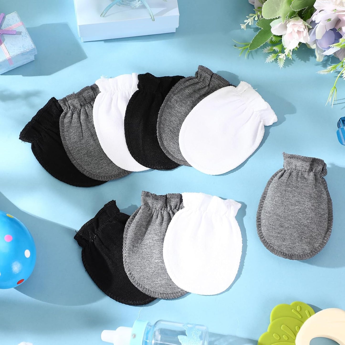 9 Pairs Newborn Baby Boys Girls Mittens 0-6 Months Infant Toddler Mittens No Scratch Solid Color Gloves