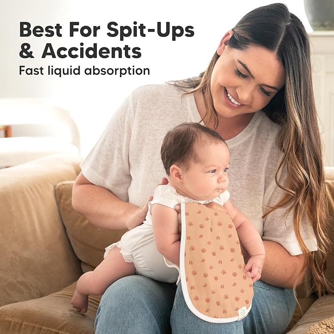 5-Pack Muslin Burp Cloths Baby Boy, Girl - Very Absorbent Baby Burp Cloth Rags, 8-Layers Viscose Derived from Bamboo Cotton Muslin Towel, Super Soft Spit Up Rags, No Shrink Washcloths (Wilderness)