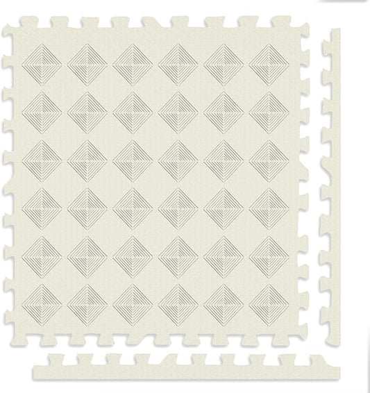 Play Platoon Large Kids Mats for Floors, 9 Tile 72 x 72 inch, Extra-Thick Interlocking Tiles, 24 x 24 in. Puzzle Mat Pieces with Border, Non-Toxic, Neutral Playmat Rug for Toddlers & Children