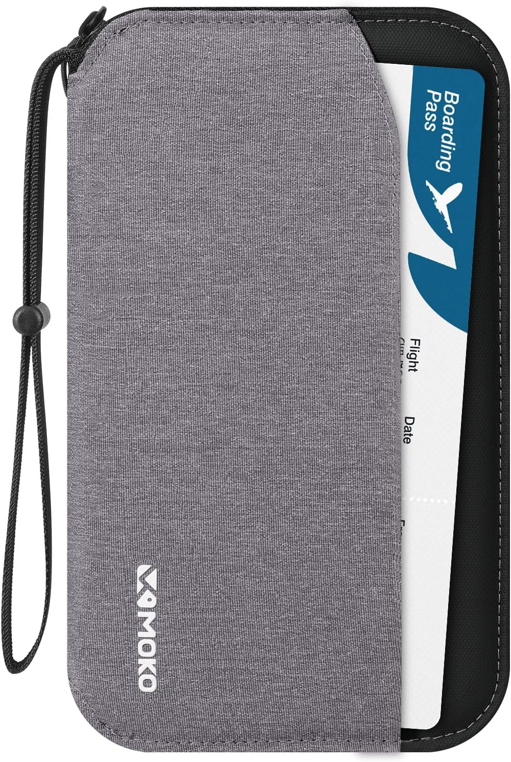 MoKo Family Passport Holder for 5, RFID Blocking Passport Wallet for Men Women, Travel Wallet Holder with Multiple Compartments, Travel Document Organzier for Cards, ID, Tickets, Keys, Gray