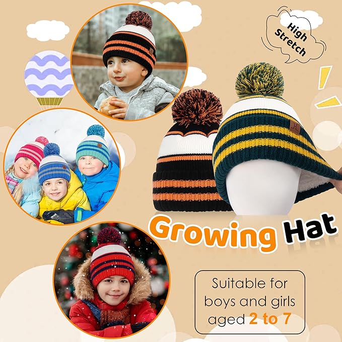 FZ FANTASTIC ZONE Kids Toddler Winter Hat Beanie with Warm Fleece Ski Baby Hats for 2-7 Years Skull Cap Baby Boys Girls Gifts