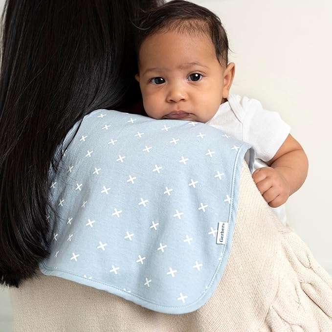 Gerber Baby Unisex Burp Cloths, Blue Gold, Size 10.5" x 21" (Pack of 60)