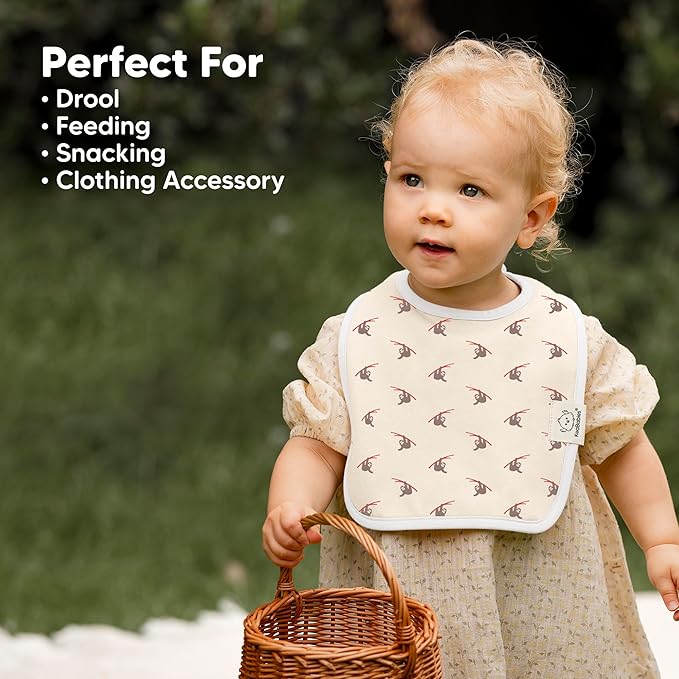 KeaBabies 8-Pack Organic Baby Bibs for Boys, Girls - Super Absorbent Cotton Drool Bibs for Baby Girl & Boy, Teething Toddler, Drooling Newborn, Ultra Soft & Machine Washable (Wildscape)