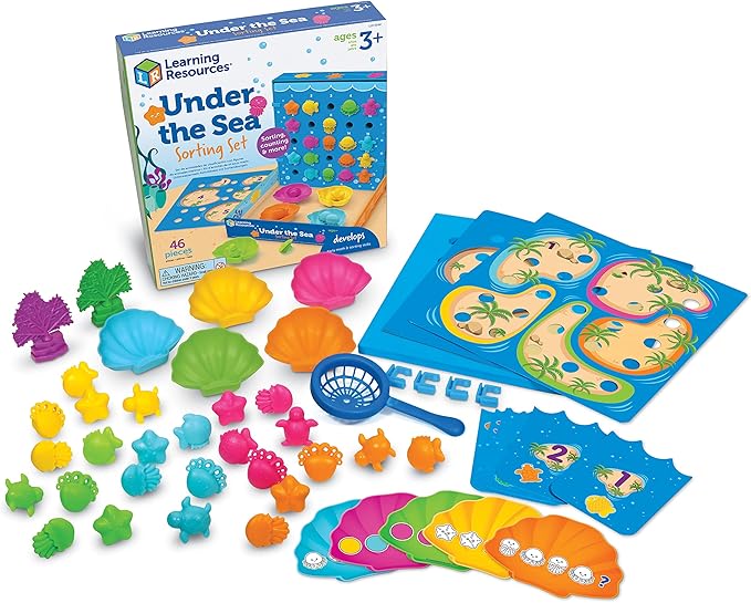 Learning Resources Under the Sea Sorting Set - 44 Pieces, Age 3+ Toddler Activities, Educational Toys Set, Color Teaching Toys