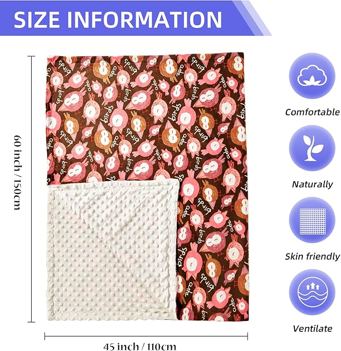 iEvolve Baby Nursery Bed Blankets Ultra Soft Double Layer Mini Blanket Minky Blanket Receiving Blankets Shower Gifts(Woodpecker,45 * 60in)