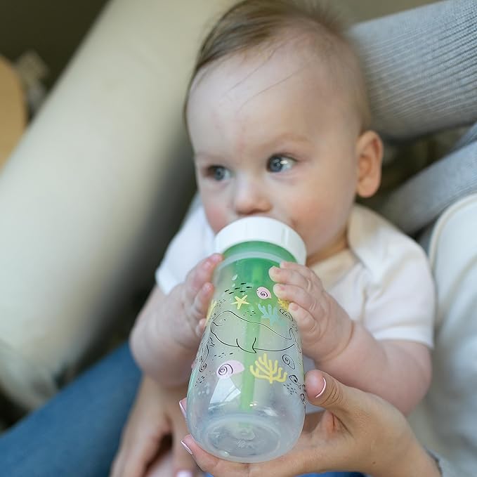 Dr. Brown’s Natural Flow® Anti-Colic Options+™ Wide-Neck Baby Bottle Designer Edition Bottles, Ocean Decos, 9 oz/270 mL, Level 1 Nipple, 2-Pack, 0m+