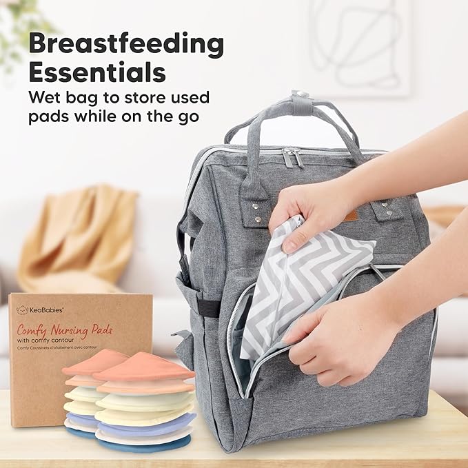 Organic Nursing Pads - 14 Washable Viscose Derived from Bamboo Breastfeeding Pads, Wash Bag, Reusable Breast Pads for Breastfeeding, Nipple Pads for Breastfeeding Essentials (Sweetheart, L 4.8")