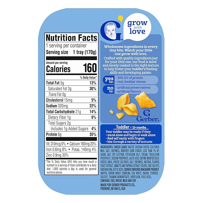 Gerber Mealtime for Toddler Pasta Shells & Cheese, 6 Ounce (Pack of 6)