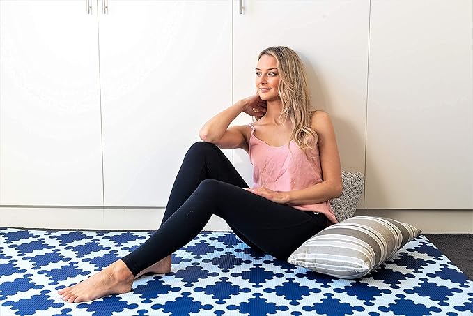 Cushmat Stylish Reversible Foam Play Mat (Large, Luxe Lite - Royal Blue Star) - Soft, Waterproof, Durable Play mat for Infants, Babies, Toddler, Kids & Grownup - 6.5ft x 4.5ft