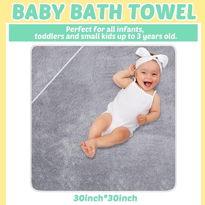 Chumia 6 Pack Baby Bath Towel Coral Fleece Soft Absorbent Newborn Hooded Towel for Kid 30 x 30 Inch Toddler Bath Blanket for Babies Infant Shower Gift(Mixed Colors)
