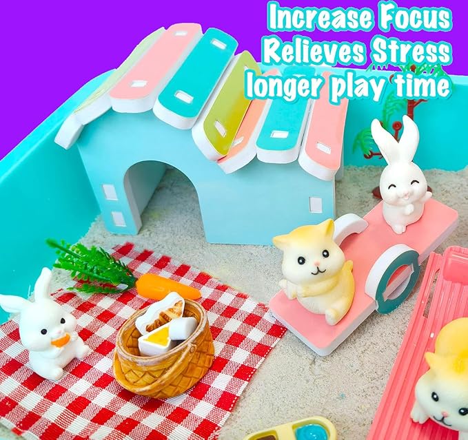 Pet Sensory Bin,Hamster and Rabbit Habitat,Animal Sensory Sand Kit for Boys and Girls, Pet Sensory Toys,Summer Beach Toys, Sandbox Play Set for Toddler Ages 3 4 5 6 7 8