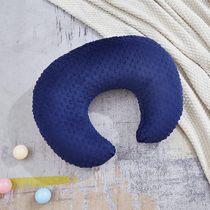 Nursing Pillow and Positioner Breastfeeding and Bottle Feeding, Propping Baby, Tummy Time, Sitting Support for Baby Boys Girls, with Removable dots Cover (Estate Blue)
