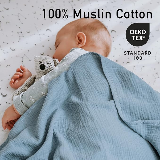 GLLQUEN BABY Muslin Swaddle Blankets, 2-Pack Neutral Receiving Blanket Swaddling for Newborn Boys and Girls, Breathable Swaddle Wrap for Infant, Baby Essentials, Registry & Gift, 40 x 38 inches