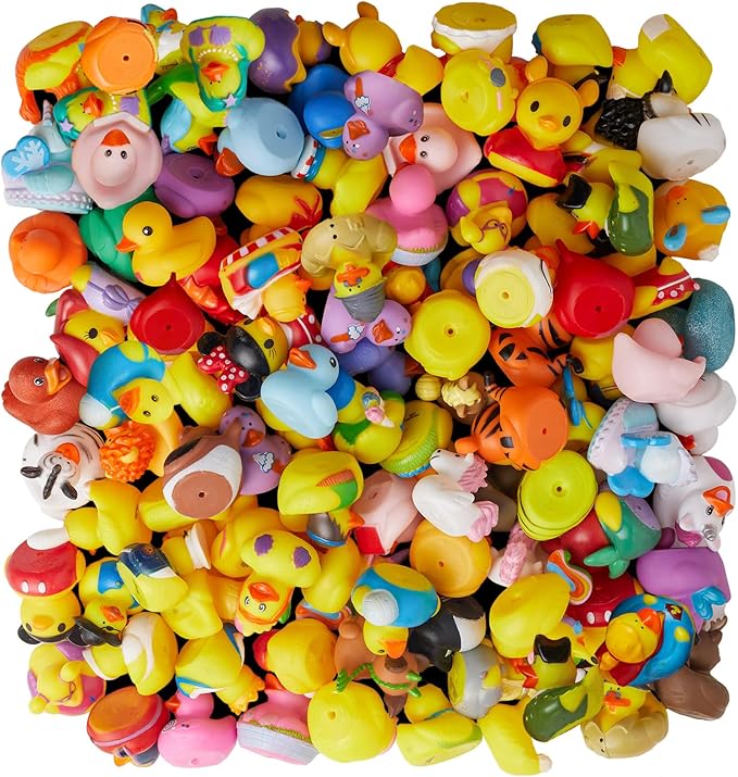 200 Pack Rubber Duck for Jeeps Ducking - 2" Bulk Floater Duck for Kids - Baby Bath Toy Assortment - Party Favors, Birthdays, Bath Time, and More (100 Varieties)