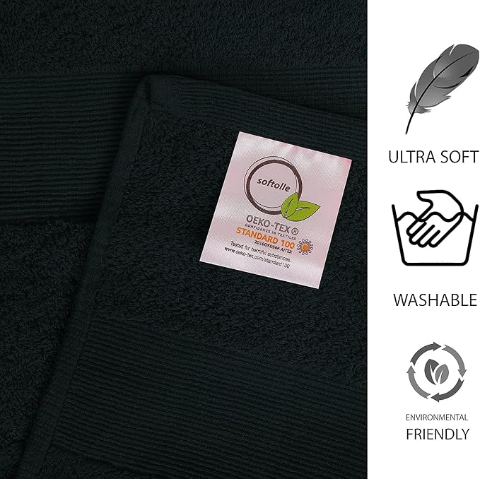 100% Cotton Luxury Bath Sheets - Pack of 2 (35" x 70") | Super Soft, Quick-Dry & Highly Absorbent Towels for Bathroom, Home, Spa & Gym (Black)