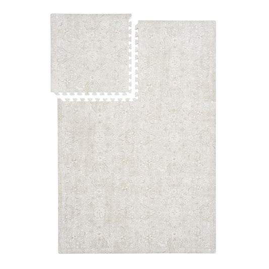 PopsyKosy Premium Exercise & Baby Foam Play Mats - Stylish & Large Non-Toxic Odorless Floor Mat - 6 Tiles - Spacious 6ft x 4ft - Peel-Resistant Reinforced - Soft Thick, Waterproof - Pearl Beige