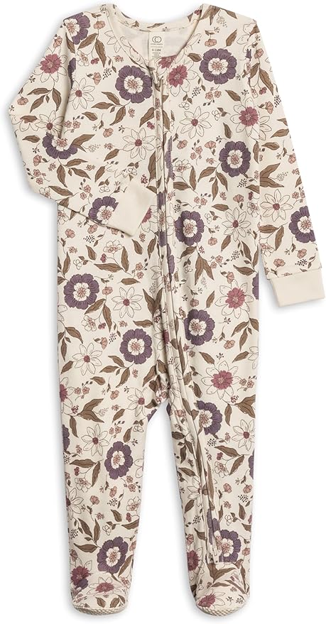 Colored Organics Baby Zip-Up Footed Sleeper with 2-Way Zipper - Newborn Organic Cotton Pajamas