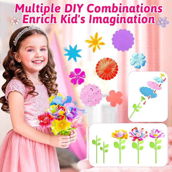 Osllate Upgraded Flower Bouquet Accessories Set for Making 36 Flowers, DIY Arts & Crafts Toy Accessories Flowers Making Toy Kit