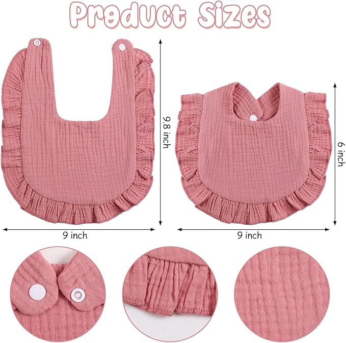 JaGely 12 Pieces Baby Muslin Bibs Bandana Drool Bibs for Boys and Girls Soft Adjustable Baby Cotton Teething and Drooling for Toddler Infant