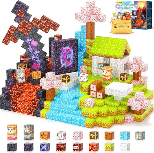 100PCS Magnetic Blocks - 1" Magnetic Building Blocks Toddler Outdoor Toys for Kids Ages 4-8 8-12 Magnet Tiles STEM Sensory Montessori Kids Toys for 3+ Year Old Boys Girls Christmas Birthday Gifts