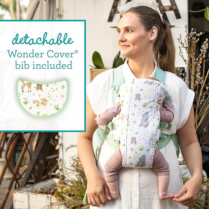Infantino Swift Classic Carrier - 2 Ways to Carry with Wonder Cover Bib, Adjustable and Easy-to-Use, Multicolor Woodland
