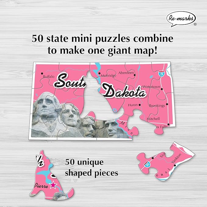 Re-marks Map of USA Deluxe Jigsaw Puzzle with Whimsy Pieces- All Ages