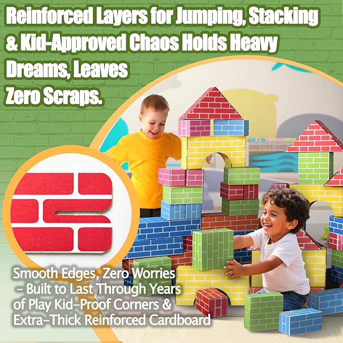 Cardboard Building Blocks for Kids 26pcs: Jumbo Gifts Heavy Duty Develop Creative Thinking Spatial Reasoning Easy to Assemble