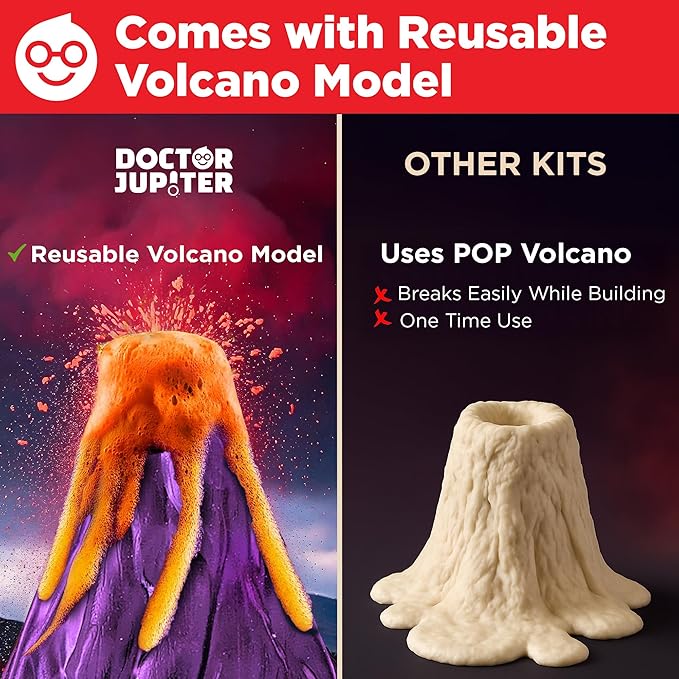 Doctor Jupiter Erupting Volcano Science Kit for Kids Ages 8+ | Birthday Gift Ideas for Boys 8-9-10-11-12 Year Olds | STEM Learning & Educational Science Projects